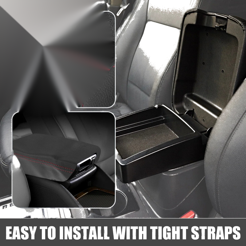 Ford Ranger (2019-2021) Black Red Stitch Center Console Armrest Cover