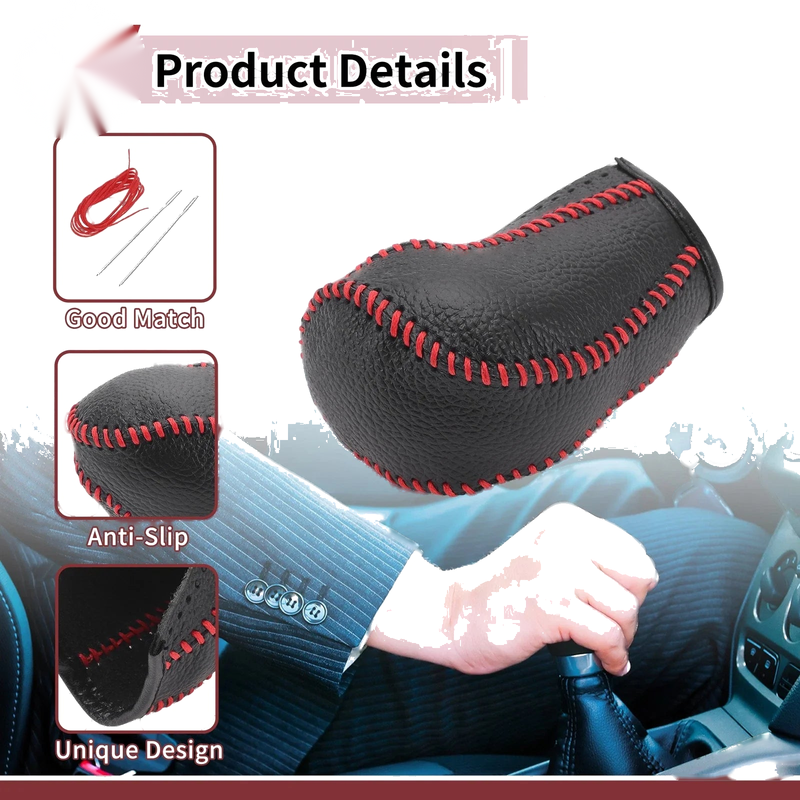Mazda CX-5 Black Red Faux Leather Car Gear Shift Knob Cover (2012-2023)