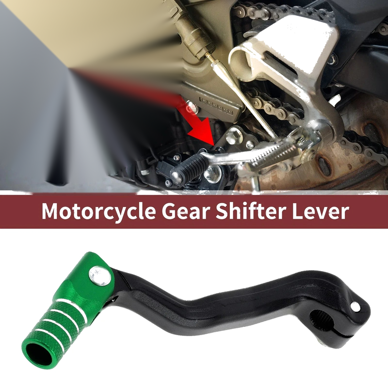 Bosuer M4 Folding Motorcycle Gear Shifter Lever Black Green Silver Tone