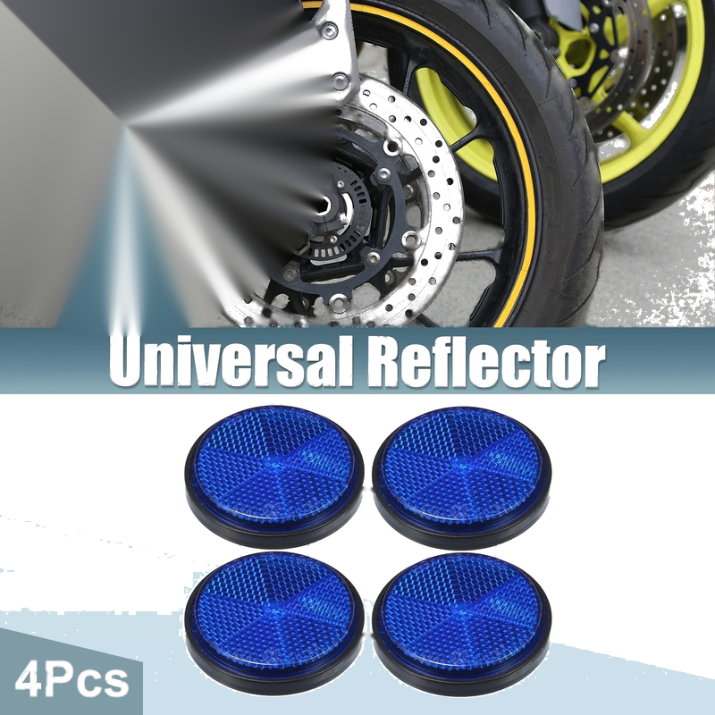 Motorcycle Garbage Cans Car Blue 4 x Universal Round Shape Reflectors