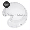 Clear plastic headlight covers for mini r56 cooper 2009-2013 with molded ridged edges and mounting tabs visible