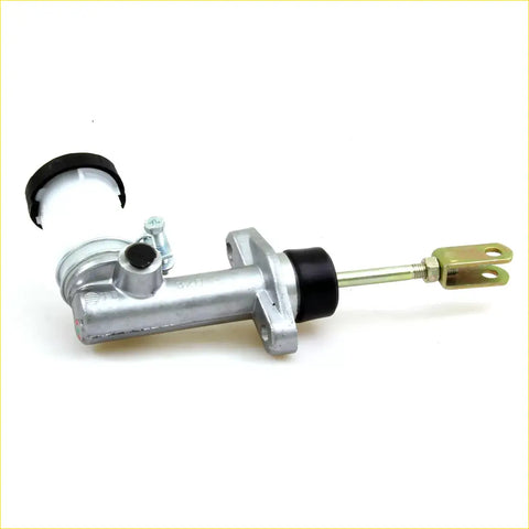 Silver metallic clutch master cylinder with black rubber caps and brass linkage arm for datsun nissan fairlady 240z 260z 280z