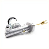 Silver metal clutch master cylinder with black rubber cap and brass fittings for nissan pathfinder 720 ute 1979-1986