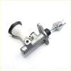Silver metallic clutch master cylinder with white plastic reservoir and black rubber caps for toyota hilux 1997-2005