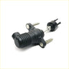 Black plastic clutch master cylinder for Toyota Hilux Revo 2015-2023 with ribbed texture and metallic bolts back side
