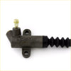 Dark gray metallic clutch slave cylinder with black corrugated hose and brass adjustment bolt for mazda b series