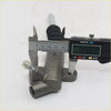 Gray metallic clutch slave cylinder with black rubber boot and threaded rod for mazda b series back view