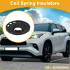 Black rubber coil spring insulator for toyota highlander with central cutout and three slots around the edge