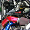 The image shows two cold air intake kits with black clamps and ribbed high flow filters for ford f-250 6.0l engines