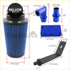 Blue cylindrical cold air intake kit filter with pleated design and black top and bottom for ford f-250 6.0l