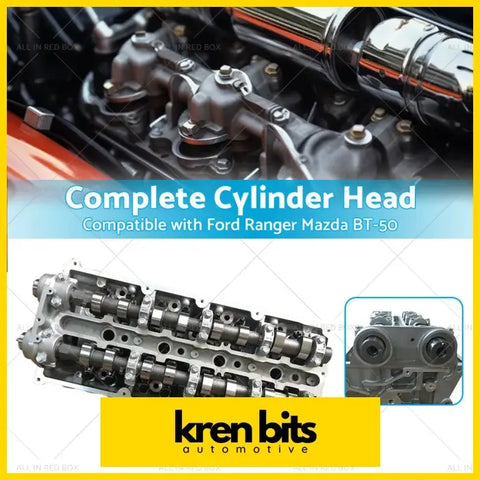 Shiny chrome complete cylinder head kit with precise engine parts for Ford Ranger PJ PK Mazda BT-50 robust metallic build