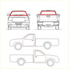 Complete weatherstrip seal for mitsubishi triton l200 express dodge shown on red-tinted rear window back side