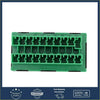 Green plastic automotive connector for jeep wrangler 19–22 with two rows of rectangular slots on the back side