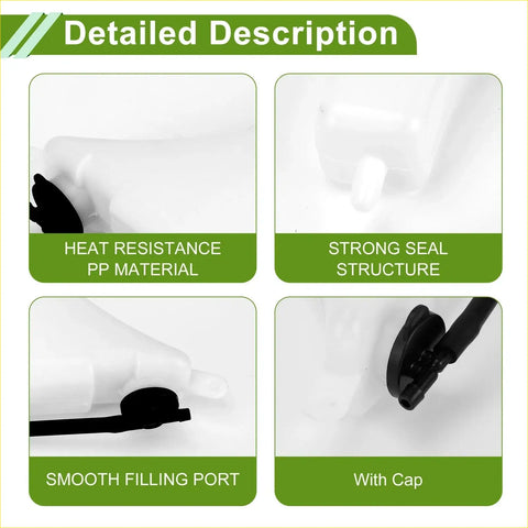White plastic coolant expansion overflow tank with black cap and smooth filling port for toyota hilux 2004-2017
