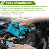 A hand wipes a metallic coolant expansion overflow tank cap with a teal microfiber cloth for toyota hilux