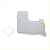 White plastic coolant reservoir tank with yellow cap and clear hose for Nissan Navara NP300 Terrano D22 1997-2023