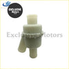 Off-white plastic coolant thermostat valve with three threaded ports for land rover discovery 1998+ use
