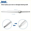 Silver metallic steering shaft with universal joint and threaded ends for direct replacement on toyota fj cruiser