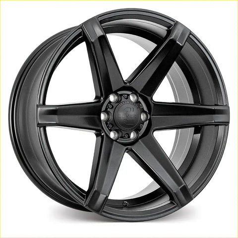 Black matte finished alloy wheel covert rv2 with five bold spokes and covent logo hubcap size 20x9 with 6x139.7 bolt pattern