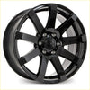 Black gloss finished covert rv3 alloy wheel with multi spoke design and aco logo center cap in 20x9.5 size