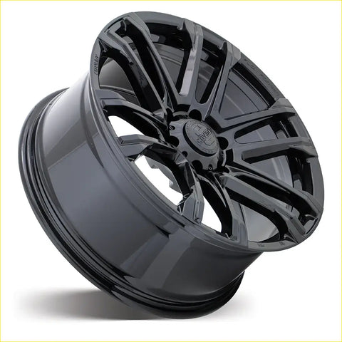 Gloss black covet rv4 20x9 alloy wheel with multi-spoke design and hre logo center cap for 6x139.7 bolt pattern
