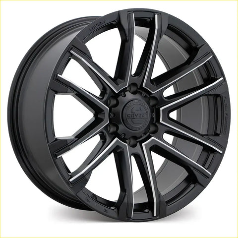 Black and silver two-tone covert rv4 20x9 alloy wheel with multi-spoke matt black with milled spokes design