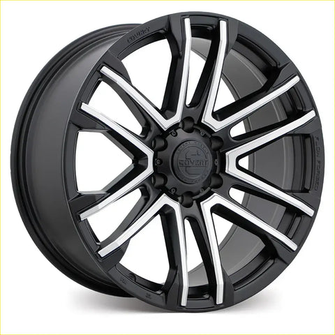 Black and silver two-tone craft covet rv4 20x9 alloy wheel with multi-spoke satin black milled spokes in 6x139.7 pattern
