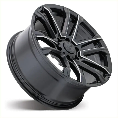 Black and silver multi spoke covert rv4 alloy wheel with glossy finish in 20x9 size and matt black with milled spokes