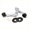 Chrome finished vintage style crank door handles with black rubber grips and matching gaskets for Nissan Datsun Ute 720
