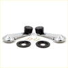 Chrome finished crank door handles with black rubberized tops and grommets for nissan datsun 720 ute 1980-1989