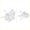 Engine block diagram showing front view with labeled parts for crankshaft position sensor on nissan dualis qashqai j10 2006-2013