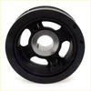 Black rubberized crankshaft pulley with metallic hub and cut-out slots for Toyota Hilux KUN15 KUN25 KUN26 KUN35 KUN36