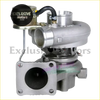 Silver metallic ct26 turbocharger with black hose and exclusive motors label for toyota dyna truck 1984-1994