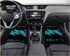 Black honda civic car floor mats with teal wave designs and japanese characters custom 90s retro style