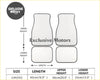 Custom anime floor mats by exclusive motors with simple outline design and labeled dimensions for upper and lower sections