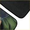 Black textured custom anime floor mat with printed anime character design perfect for room decor