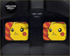 Yellow pikachu-themed car window visors with a distressed sunburst background for custom anime pika floor mats