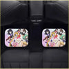 Black rectangular car floor mats featuring colorful Sailor Moon anime characters on a pink background