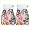 Pair of colorful custom anime sailor moon car floor mats featuring vibrant prints of the characters in iconic outfits