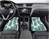 Custom arizona floor mats with pastel colors and repeating green soda cans featuring black tree silhouettes