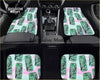 Custom arizona floor mats set with green arizona soda can pattern on light pink and white car floor mats