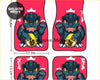 Custom baby godzilla floor mats red car mats with cartoon dark green godzilla holding a golden chinese coin