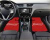Custom red budweiser floor mats with white embroidered logo perfect for car interiors