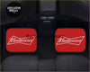 Custom budweiser floor mats in red with a white logo designed for car interiors to protect and style floors