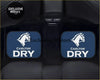 Blue rectangular custom car floor mats with white horse logo and carlton dry text for stylish protection