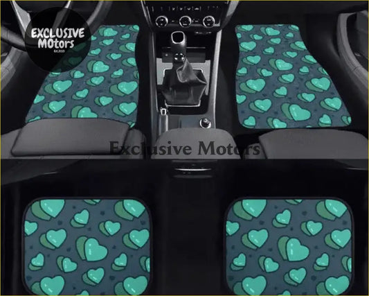 Custom Green Hearts Floor Mats - Interior Accessories