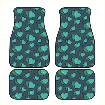 Custom Green Hearts Floor Mats - Interior Accessories
