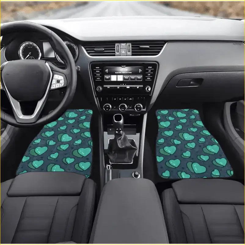 Custom Green Hearts Floor Mats - Interior Accessories