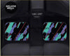 Custom hks universal floor mats pair with neon teal purple and red abstract pattern on black background