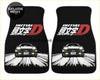 Black car floor mats with white and red initial d logo featuring a toyota ae86 racing design for AE86 owners